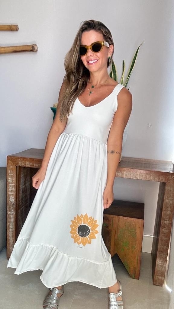 Vestido Jasmim Girassol Off White