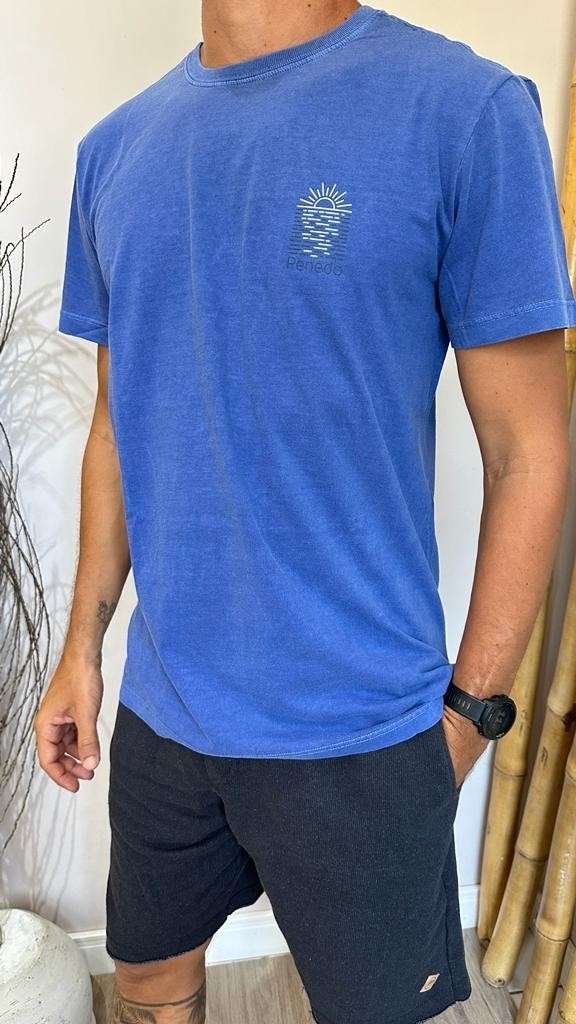 T-Shirt  Pôr Do Sol Pontilhado Azul