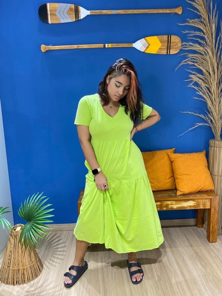 Vestido Amplo Verde Cítrico