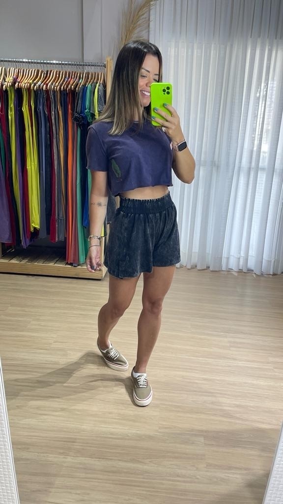 Cropped Costela de Adão Azul Marinho