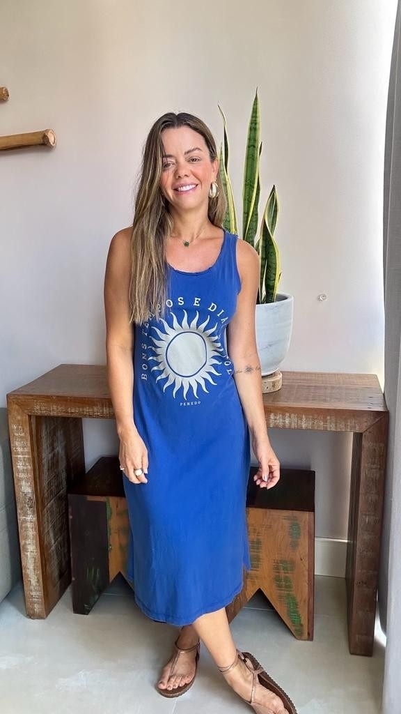 Vestido Midi Regata Bons Tempos Azul Royal