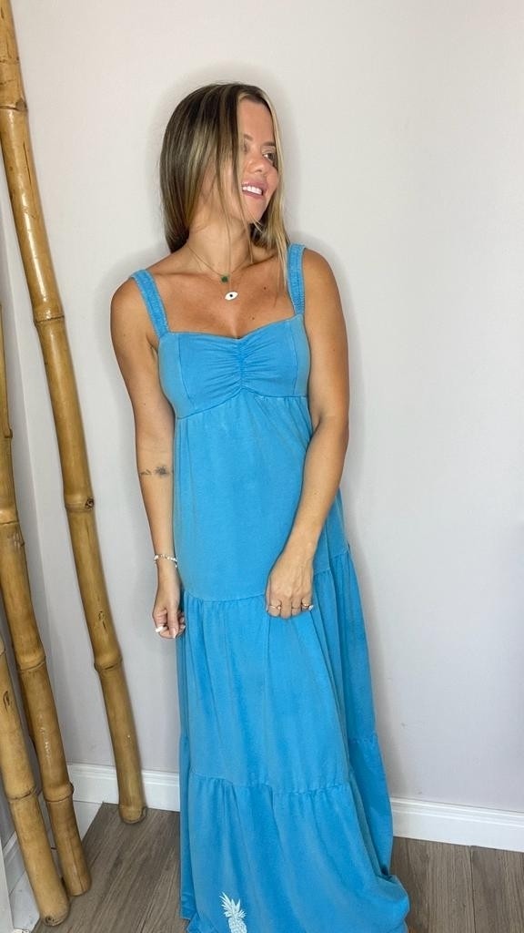 Vestido Maya Basic Azul Turquesa