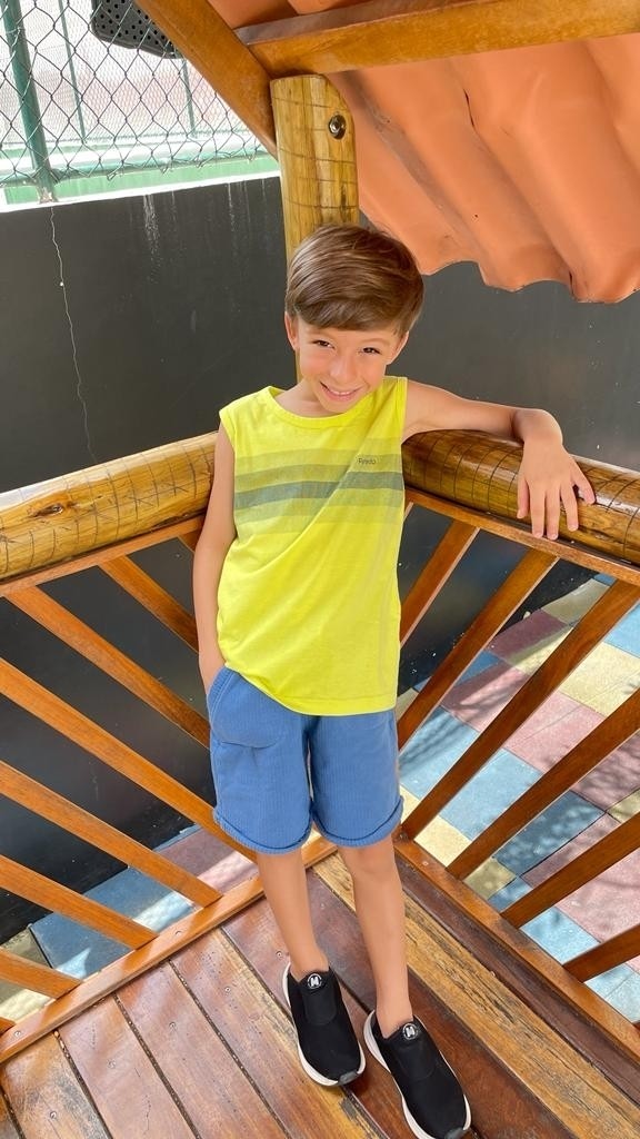 Regata Infantil Listras Amarelo Cítrico