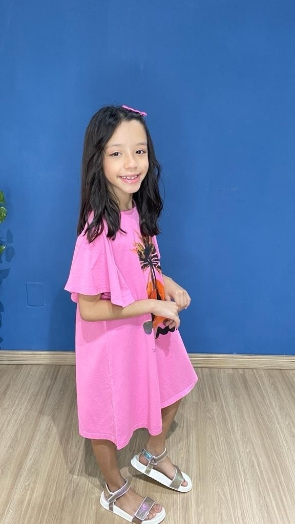 Vestido Infantil Manga Princesa Coqueiro Cromia Rosa