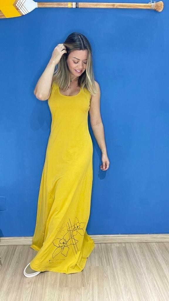 Vestido Longo Ana Mentes Tropicais Amarelo